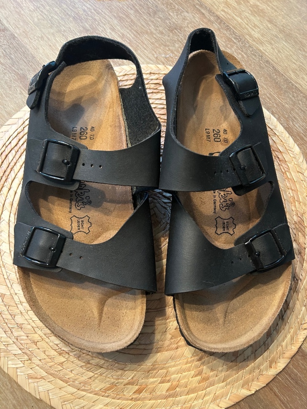 BIRKI'S MILANO BIRKO-FLOR BLACK SANDALS - SIZE L9/M7